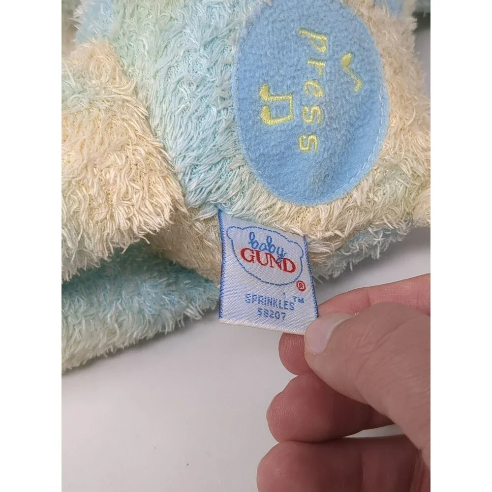 Baby Gund Sprinkles Cow Musical Plush Tye Dye Yellow‎ Blue Working 58207 Vintage
